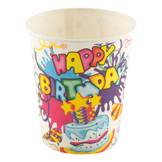 Посуда для напитков одноразовая набор стаканов ВОЛШЕБНАЯ СТРАНА Happy Birthday 6шт 210мл бумага