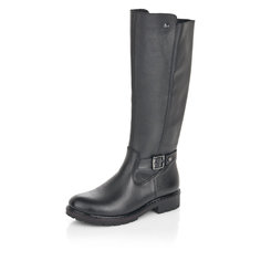 Сапоги Черные комбинированные сапоги с пряжкой Rieker