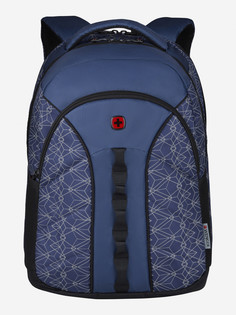 Рюкзак WENGER Sun 16, синий со светоотражающим принтом, полиэстер, 35x27x47 см, 27 л, Синий