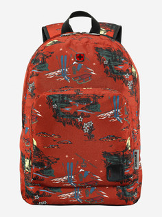 Рюкзак WENGER Crango 16, кирпичный с рисунком "Альпы", полиэстер 600D, 33x22x46 см, 27 л, Красный