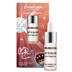 Хайлайтер для лица YOUNICORN Жидкий голографический хайлайтер для лица LETS GLOW! с гиалуроновой кислотой