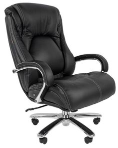 Кресло офисное Chairman 402 черное, натуральная кожа, до 250 кг