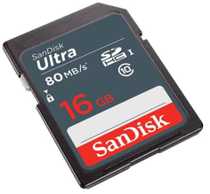 Карта памяти SDHC 16GB SanDisk Ultra Class 10 UHS-I 80MB/s