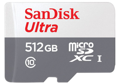 Карта памяти MicroSDXC 512GB SanDisk SDSQUNR-512G-GN3MN Ultra C10 U1 UHS-I 100MB/S, без адаптера