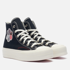Женские кеды Converse Chuck Taylor All Star Lift Platform Crafted Patchwork, цвет чёрный