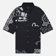 Мужская рубашка Evisu Seagull Embroidered Kamon Decorative Print, цвет синий, размер M