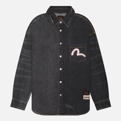 Мужская рубашка Evisu Evisu & Seagull Print Embroidered Half Patch Denim, цвет чёрный, размер XXL