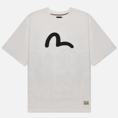 Мужская футболка Evisu Heritage Graffiti Daruma Face Printed, цвет белый, размер L