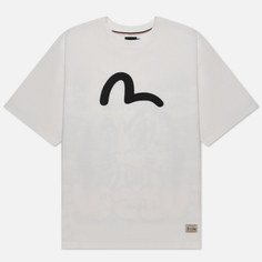 Мужская футболка Evisu Heritage Graffiti Daruma Face Printed, цвет белый