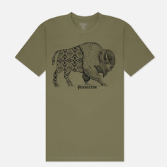 Мужская футболка Pendleton Jacquard Bison Graphic, цвет оливковый, размер S