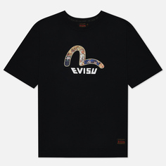 Мужская футболка Evisu Brocade Seagull Applique Multi-Pocket, цвет чёрный, размер XL