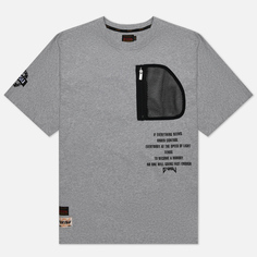 Мужская футболка Evisu Godhead & Evisu Print Embroidered Pocket, цвет серый, размер S