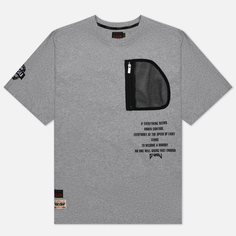 Мужская футболка Evisu Godhead & Evisu Print Embroidered Pocket, цвет серый