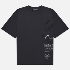 Мужская футболка Evisu Evisukuro Multi-Font All Over Print Pocket, цвет серый, размер XXL