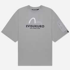 Мужская футболка Evisu Evisukuro Back Multi-Branding Logo, цвет серый, размер M