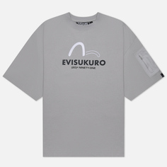 Мужская футболка Evisu Evisukuro Back Multi-Branding Logo, цвет серый