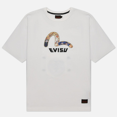 Мужская футболка Evisu Brocade Seagull Applique Multi-Pocket, цвет белый, размер XXL