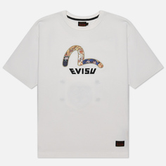 Мужская футболка Evisu Brocade Seagull Applique Multi-Pocket, цвет белый