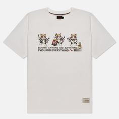 Мужская футболка Evisu Heritage Dancing Wadaiko Fortune-Cat Printed, цвет белый, размер S