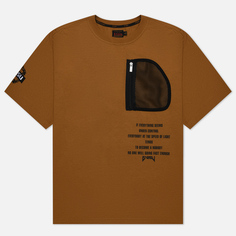 Мужская футболка Evisu Godhead & Evisu Print Embroidered Pocket, цвет коричневый, размер XXL