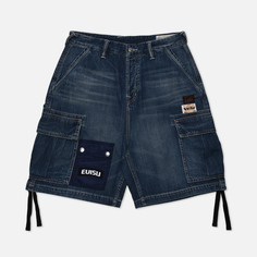 Мужские шорты Evisu Bogo Embroidered & Seagull Embroidered Cargo Denim, цвет синий