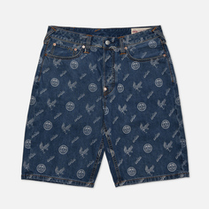 Мужские шорты Evisu Kamon Eagle All Over Print & Seagull Embroidered, цвет синий, размер 34