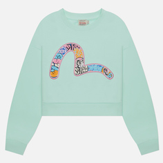 Женская толстовка Evisu Seagull Daruma Plastisol Print Cropped, цвет зелёный