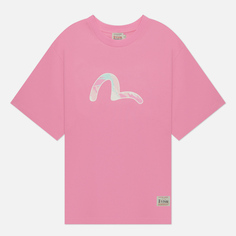 Женская футболка Evisu Graffiti Daruma & Seagull Printed Oversized, цвет розовый