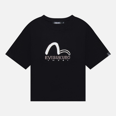 Женская футболка Evisu Evisukuro Seagull Print & Embroidered, цвет чёрный, размер XS