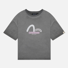 Женская футболка Evisu Evisukuro Seagull Printed & Top Sitiching Embroidered, цвет чёрный, размер S