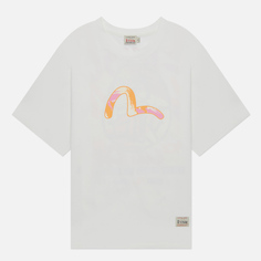 Женская футболка Evisu Graffiti Daruma & Seagull Printed Oversized, цвет белый, размер XS