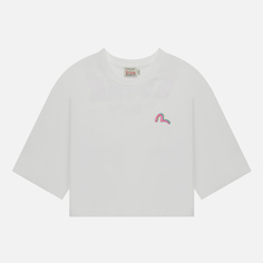 Женская футболка Evisu Logo Printed Cropped, цвет белый