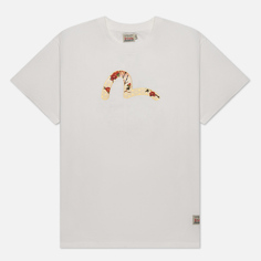 Женская футболка Evisu Printed Peacock Tsubaki Boyfriend, цвет белый