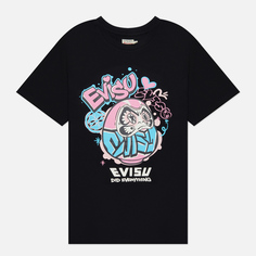 Женская футболка Evisu Graffiti Daruma Printed Boyfriend, цвет чёрный
