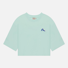 Женская футболка Evisu Logo Printed Cropped, цвет зелёный