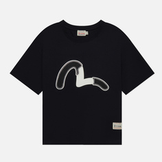 Женская футболка Evisu Seagull Denim Patched & Stud, цвет чёрный, размер L