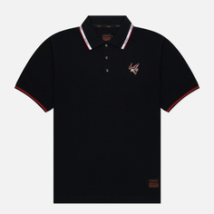 Мужское поло Evisu Jacquard & Eagle Embroidered, цвет чёрный