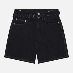 Женские шорты Evisu Seagull & Evisu 3D Embroidered Denim, цвет чёрный