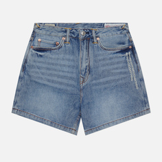 Женские шорты Evisu Cat & Seagull Embroidered Denim, цвет голубой