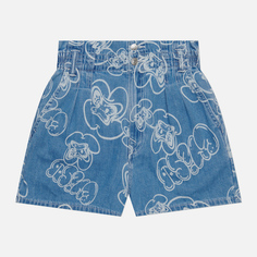 Женские шорты Evisu Laser All Over Print Denim, цвет голубой