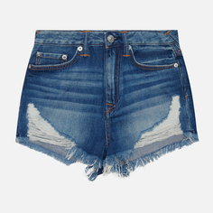 Женские шорты Evisu Daruma Plastisol Printed Daicock Denim, цвет синий