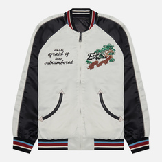 Мужская куртка бомбер Evisu Eagle & Evisu Embroidered Dual Face Souvenir, цвет белый