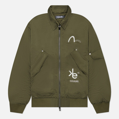 Мужская куртка бомбер Evisu Evisukuro All Over Print MA-2, цвет оливковый