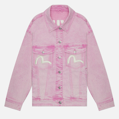 Женская джинсовая куртка Evisu Seagull & Embroidered Logo Denim, цвет розовый