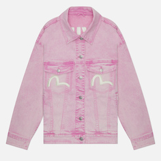 Женская джинсовая куртка Evisu Seagull & Embroidered Logo Denim, цвет розовый, размер S