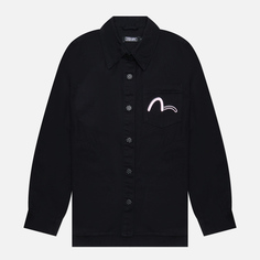 Женская джинсовая куртка Evisu Evisukuro Overlays Printed Kamon Shirt, цвет чёрный, размер S