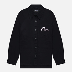 Женская джинсовая куртка Evisu Evisukuro Overlays Printed Kamon Shirt, цвет чёрный