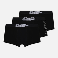 Комплект мужских трусов Lacoste Underwear 3-Pack Crocodile Print Trunk, цвет чёрный, размер M