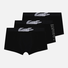 Комплект мужских трусов Lacoste Underwear 3-Pack Crocodile Print Trunk, цвет чёрный