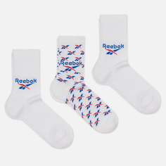 Комплект носков Reebok 3-Pack Classic Fold-Over Crew, цвет белый